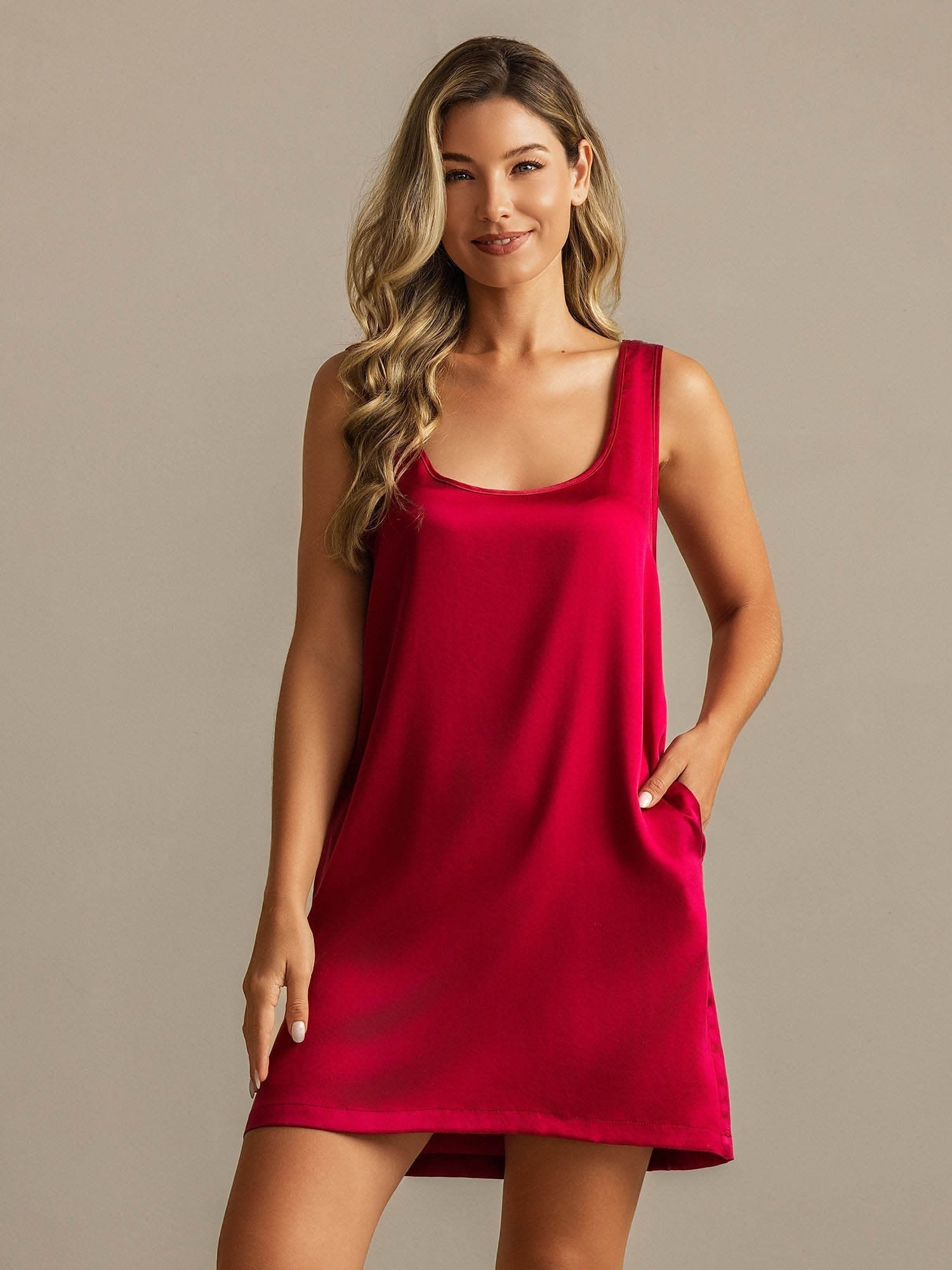 [خمر] SilkSilky-SA 19Momme الحرير Nightgown 001,