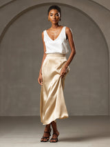 [أبيض] SilkSilky-SA Sleeveless V Neck كامي 007