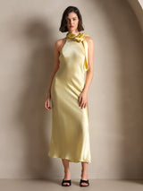 [أصفر فاتح] SilkSilky-SA Sleeveless Tie Neck فساتين نسائية 005