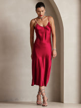 [خمر] SilkSilky-SA Sleeveless V Neck فساتين نسائية 005