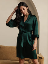 [أخضر غامق] SilkSilky-SA 3/4 Sleeve رداء حمام نسائي 006