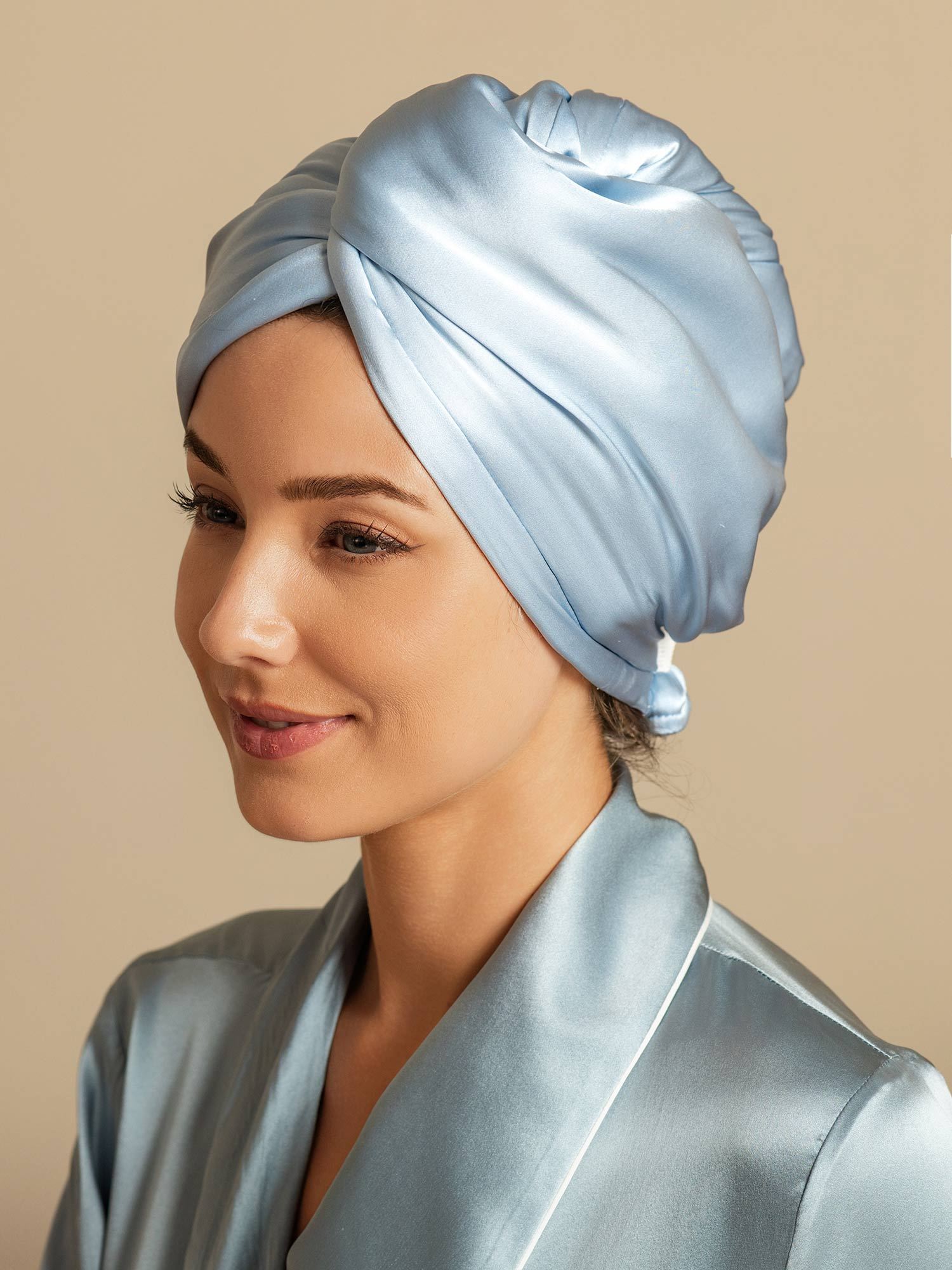 [السماء الزرقاء] SilkSilky-SA الحرير الخالص Wrap عمامة شعر 005,