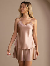 [توسكانا] SilkSilky-SA Sleeveless V Neck مجموعة قميص قصير 005