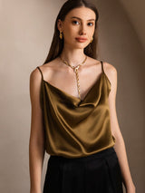 [بني] SilkSilky-SA Spaghetti Strap Cowl Neck كامي 003