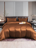 SilkSilky SA 22Momme الحرير الخالص Bedding Set قهوة 001