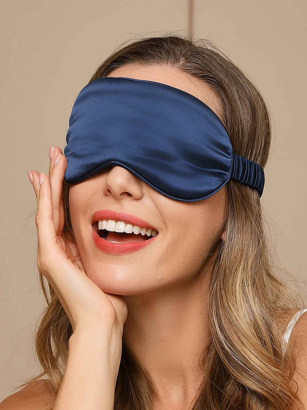 SilkSilky-SA 19Momme الحرير الخالص Eye Mask أزرقغامق 005