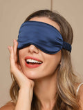 SilkSilky-SA 19Momme الحرير الخالص Eye Mask أزرقغامق 002