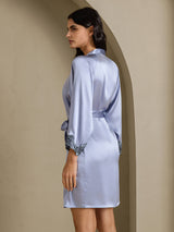 [الأزرق الصلب] SilkSilky-SA 3/4 Sleeve رداء حمام نسائي 002