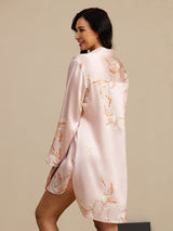 [لون القرنفل] SilkSilky-SA Long Sleeve Lapel Collar باس النوم 002