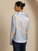 [أزرق فاتح] SilkSilky-SA Long Sleeve Lapel Collar بلايز نسائية 002