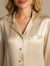[شامبانيا] SilkSilky-SA Long Sleeve Lapel Collar طقم بيجامة نسائي 008