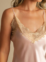 [لون القرنفل] SilkSilky-SA Sleeveless V Neck باس النوم 004