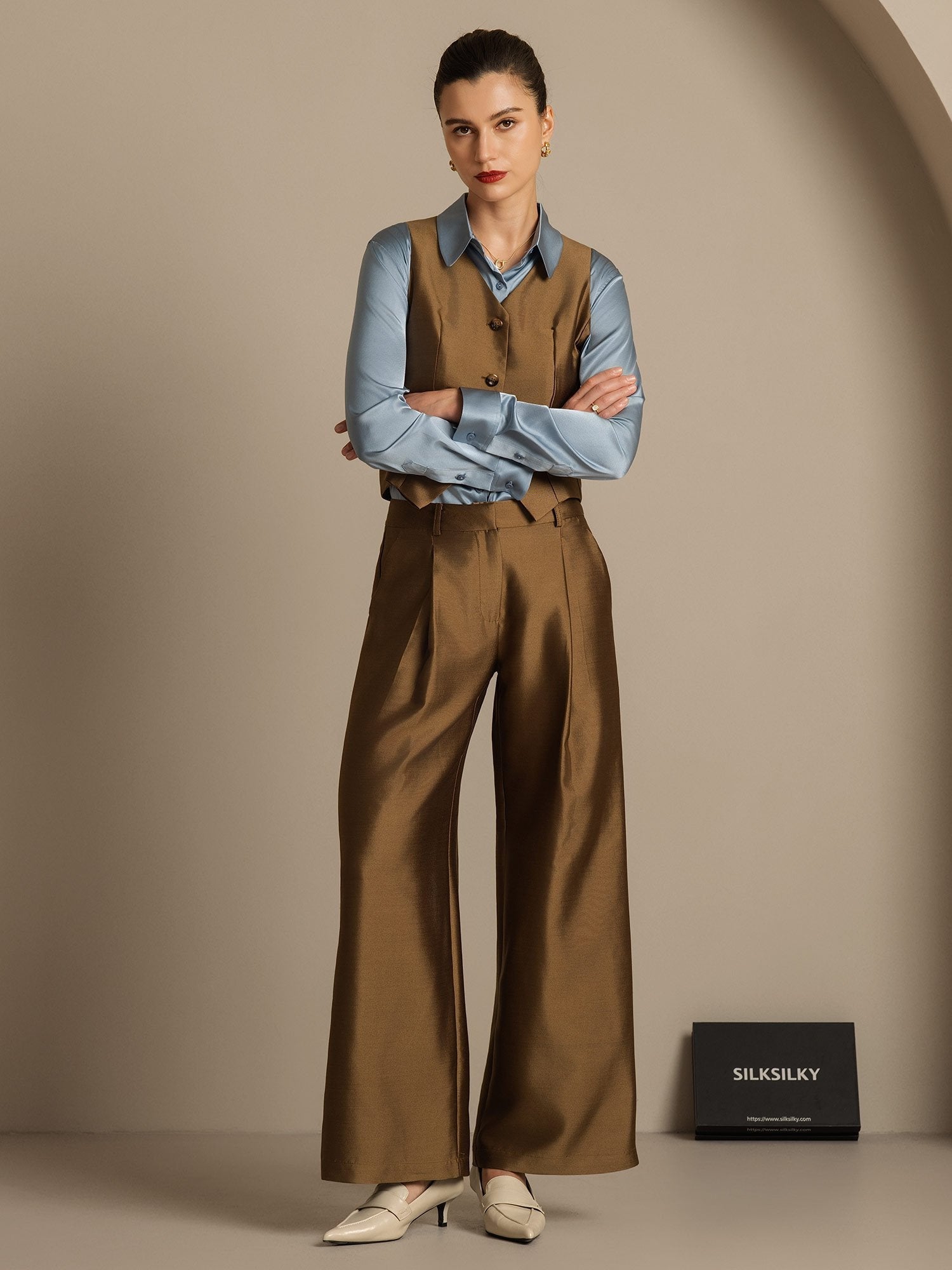 [برونزي] SilkSilky-SA 32Momme الحرير Womens Pants 006,