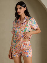 [حيوانات وردية] SilkSilky-SA Short Sleeve Notch Collar طقم بيجامة نسائي 004