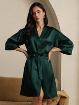 [أخضر غامق] SilkSilky-SA 3/4 Sleeve رداء حمام نسائي 007
