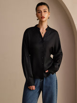 [أسود] SilkSilky-SA Long Sleeve Split بلوزات نسائية 001
