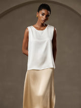 [أبيض] SilkSilky-SA Sleeveless Round Neck كامي 001