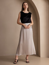 [أسود] SilkSilky-SA Sleeveless Round Neck كامي 003