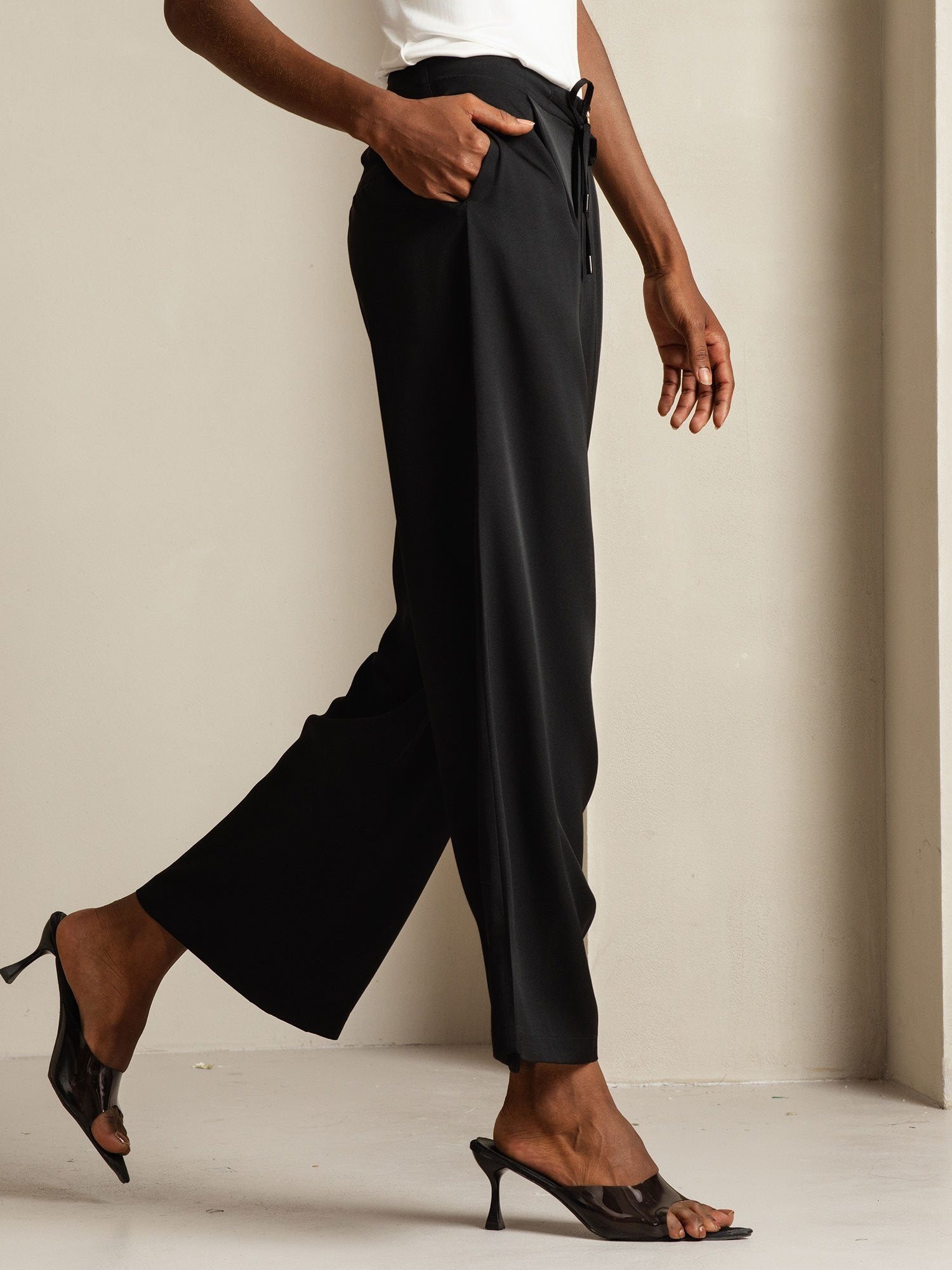 [أسود] SilkSilky-SA 19Momme الحرير Womens Pants 008