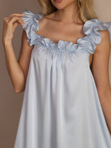 [أزرق رمادي] SilkSilky-SA Sleeveless Square Neck باس النوم 007