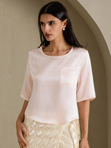 [لون القرنفل] SilkSilky-SA Half Sleeve تي شيرت نسائية 001