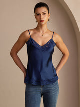 [أزرق غامق] SilkSilky-SA Spaghetti Strap V Neck كامي 001