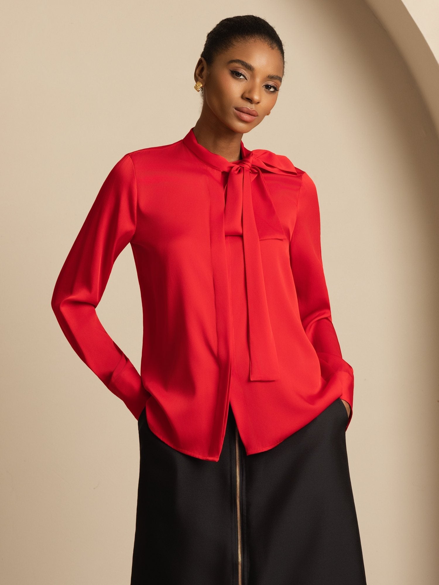 [خمر] SilkSilky-SA 19Momme Blouse 003