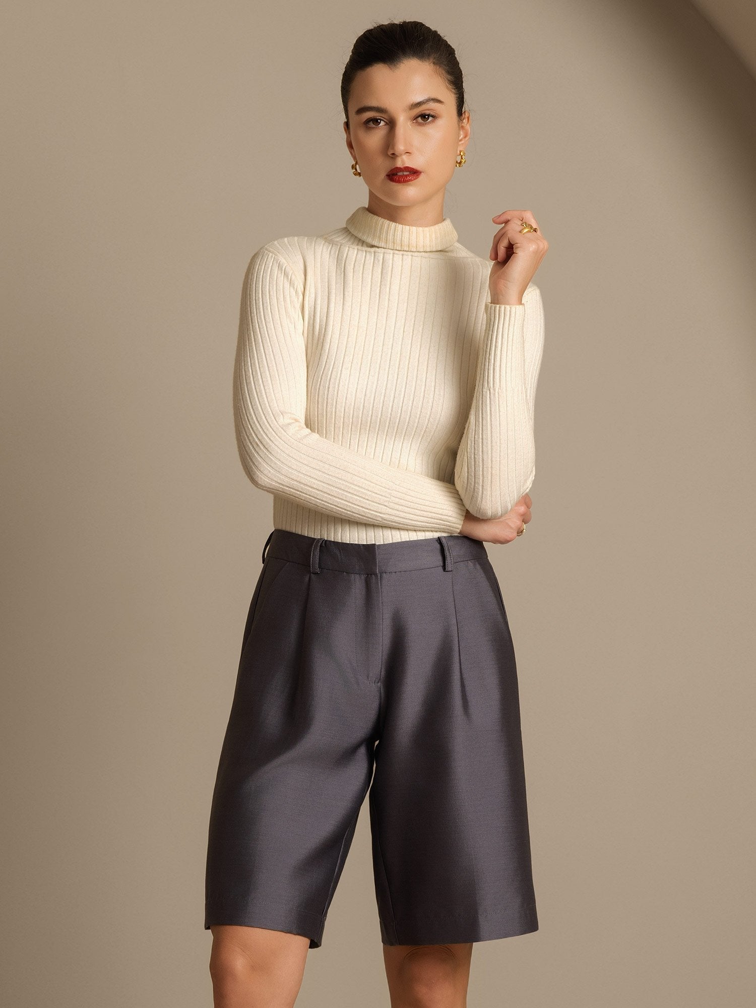 [رمادي] SilkSilky-SA 32Momme الحرير Womens Shorts 008,