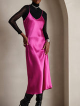 [وردة حمراء] SilkSilky-SA Sleeveless V Neck فساتين نسائية 006
