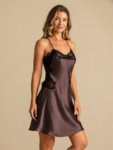 [بني غامق] SilkSilky-SA Sleeveless V Neck باس النوم 003