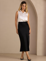 [رمادي فاتح] SilkSilky-SA Sleeveless Lapel Collar بلايز نسائية 008