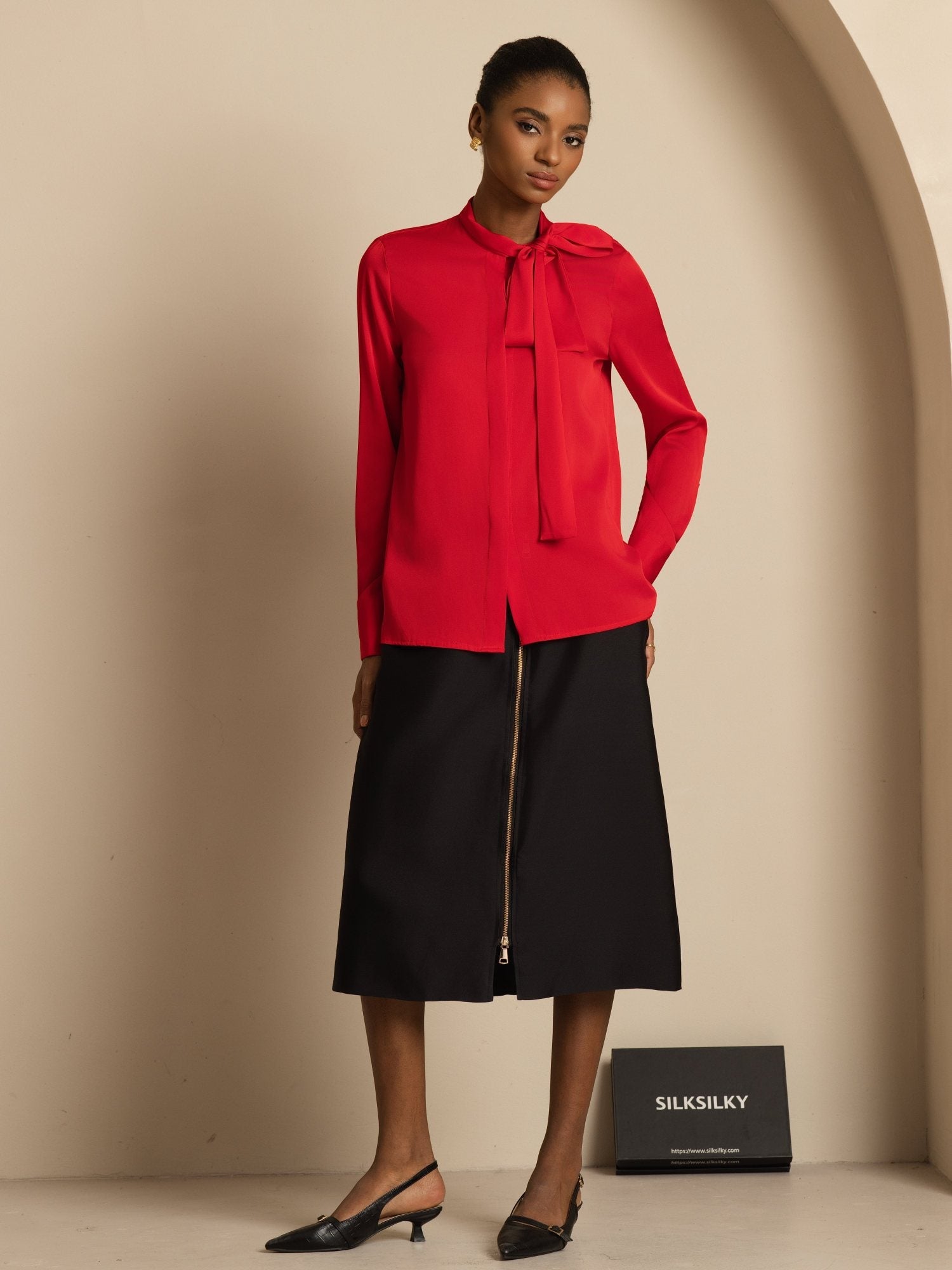 [خمر] SilkSilky-SA 19Momme Blouse 001