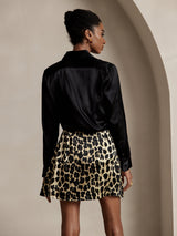 [أسود] SilkSilky-SA Long Sleeve Lapel Collar بلايز نسائية 002