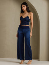 [أزرق غامق] SilkSilky-SA Spaghetti Strap V Neck كامي 006