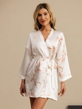 [أبيض] SilkSilky-SA 3/4 Sleeve رداء حمام نسائي 001
