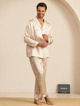 [شامبانيا] SilkSilky-SA Long Sleeve Lapel Collar بيجامة رجالية 004