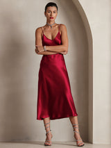 [خمر] SilkSilky-SA Sleeveless V Neck فساتين نسائية 004