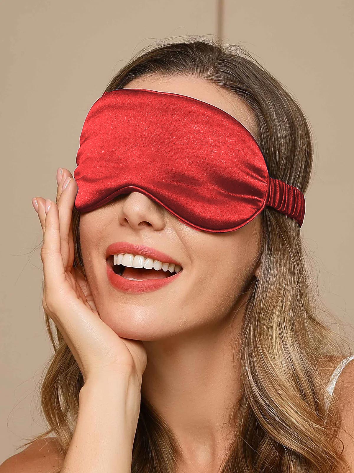 SilkSilky-SA 19Momme الحرير الخالص Eye Mask احمرغامق 002