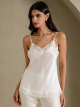 [أبيض] SilkSilky-SA Spaghetti Strap V Neck كامي 001
