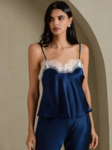 [أزرق غامق] SilkSilky-SA Spaghetti Strap V Neck كامي 003