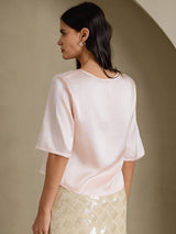 [لون القرنفل] SilkSilky-SA Half Sleeve تي شيرت نسائية 002