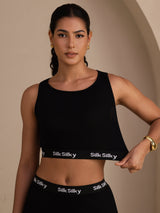 [أسود] SilkSilky-SA Sleeveless Crew Neck كامي 003