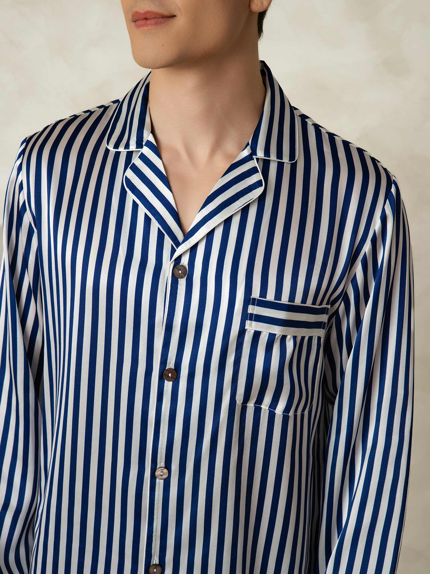 [الخط البحري] SilkSilky-SA 19Momme الحرير الخالص Mens Pajamas 006