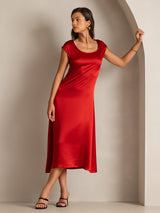 [خمر] SilkSilky-SA Cap Sleeve فساتين نسائية 004