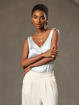 [أزرق فاتح] SilkSilky-SA Sleeveless V Neck كامي 004
