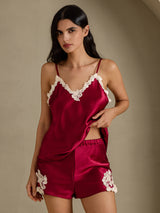 [خمر] SilkSilky-SA Sleeveless V Neck مجموعة قميص قصير 003