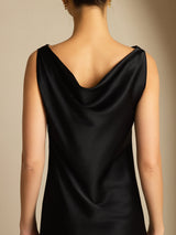 [أسود] SilkSilky-SA Sleeveless Cowl Neck فساتين نسائية 004