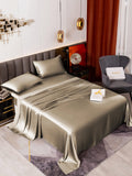 SilkSilky SA 19Momme الحرير الخالص Bedding Set فضة 006