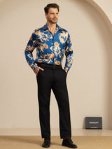 [تنين نيفي] SilkSilky-SA Long Sleeve Lapel Collar قميص رجالي 008