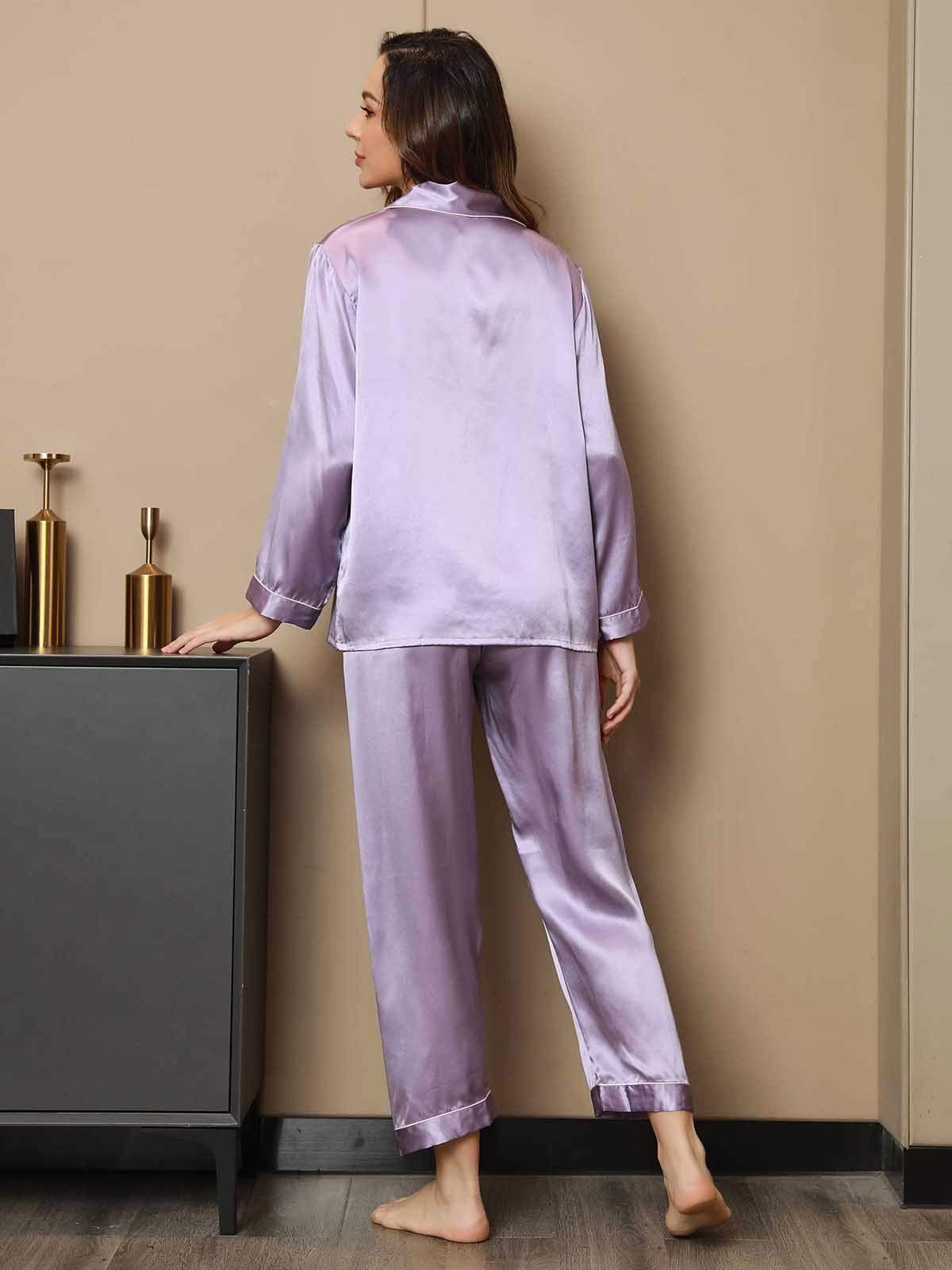 [لافندر] SilkSilky-SA الحرير الخالص Womens Pajamas 002